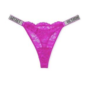 Victoria's Secret Shine Strap Bling Lace - Very Fuschia - Thong Sz XL